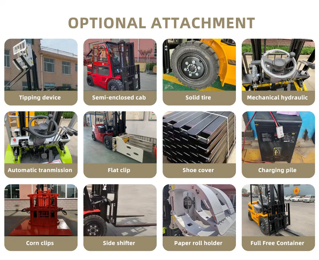 High Quality Automatic/Hydraulic/Mechanical Transmission Diesel 3ton Forklift Truck Forklift with Attachment Paper Clamps Can Be Customized