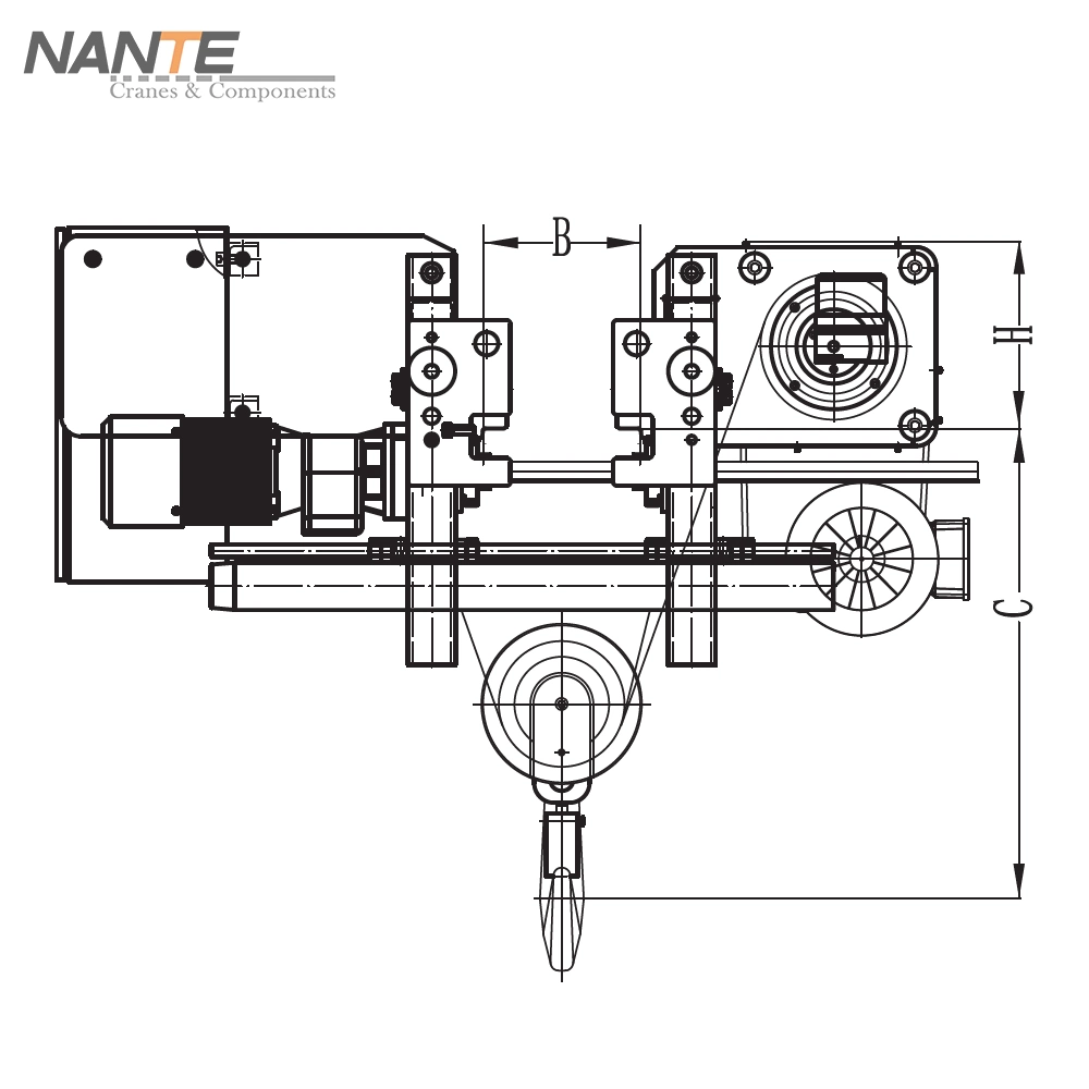 2t-20t Fem Standard Single Girder Electric Low Headroom Wire Rope Hoist